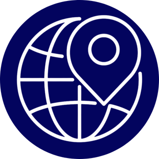 Global Reach, Local Support World with a location symbol