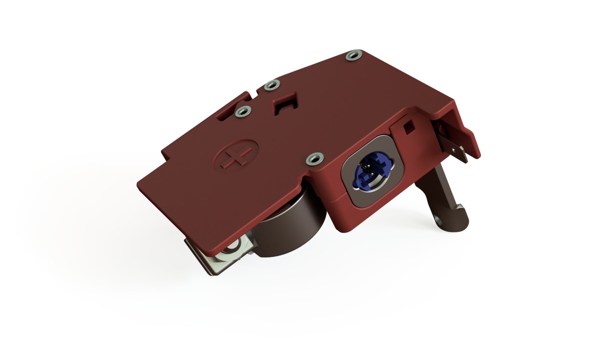 Safety Battery Clamp Picture of a safety battery clamp designed for low-voltage automotive batteries